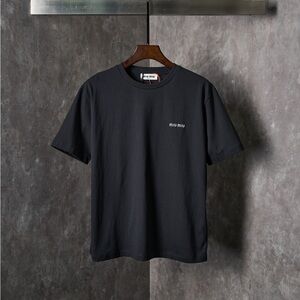 Miu Miu Black Logo Crewneck T-Shirt for Men